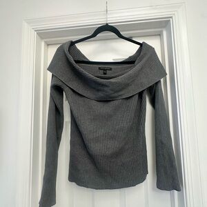 Banana Republic Gray Off-Shoulder Sweater